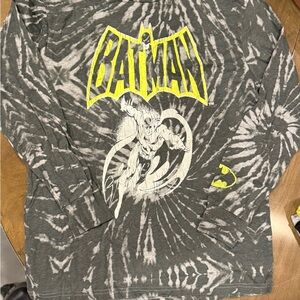 DC Batman Logo Long Sleeve Tee - Gray & Yellow
